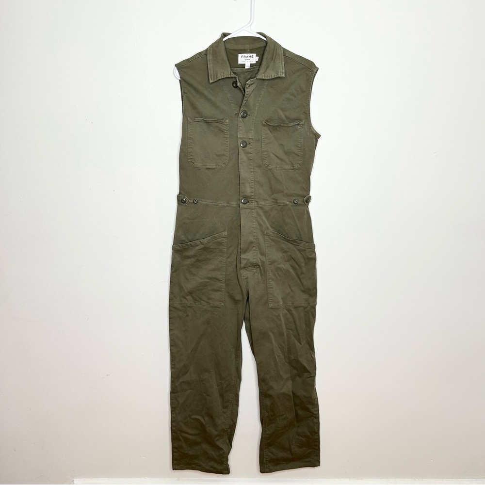 Frame Le Service Sleeveless Button Front Twill Ju… - image 2